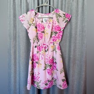 The Children's Place Pink Floral Flutter Sleeve Dress
